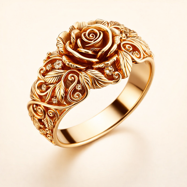Elegant gold ring with flower design