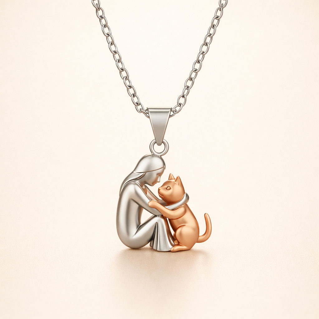 Cat Hug Pendant Necklace