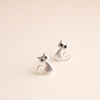 Silver Cat Stud Earrings