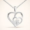 Sterling Silver Paw & Heart Necklace with Zirconia