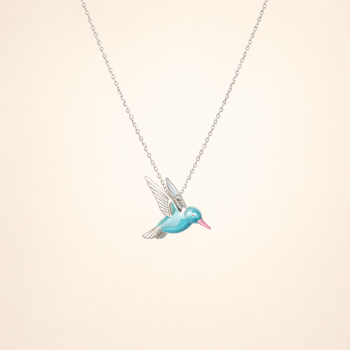 Sterling Silver Enamel Hummingbird Necklace