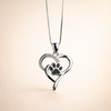 Stainless Steel Infinity Necklace with Heart & Paw