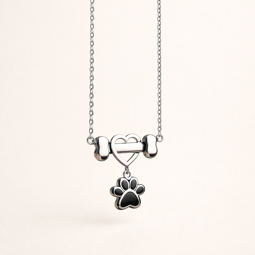 Delicate Dog Paw Pendant in Stainless Steel
