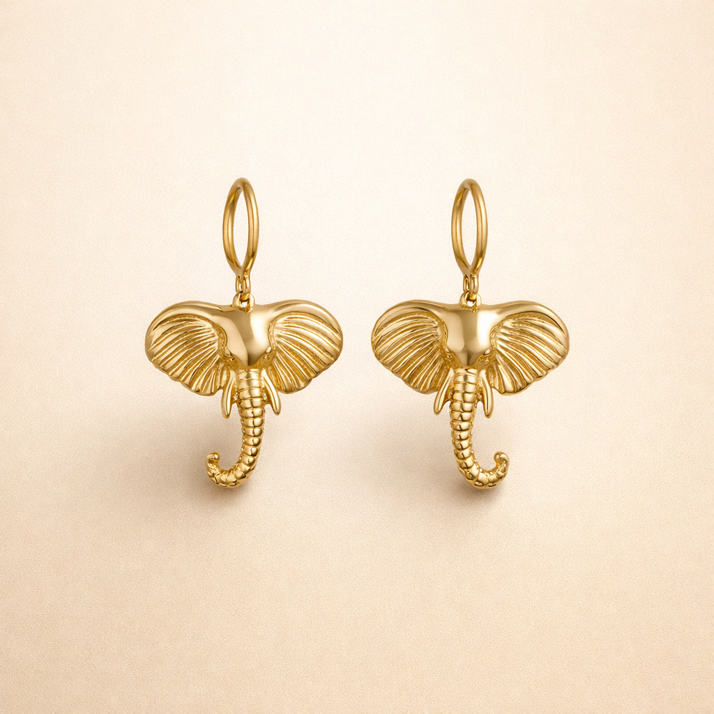 Elephant Charm Hoop Earrings