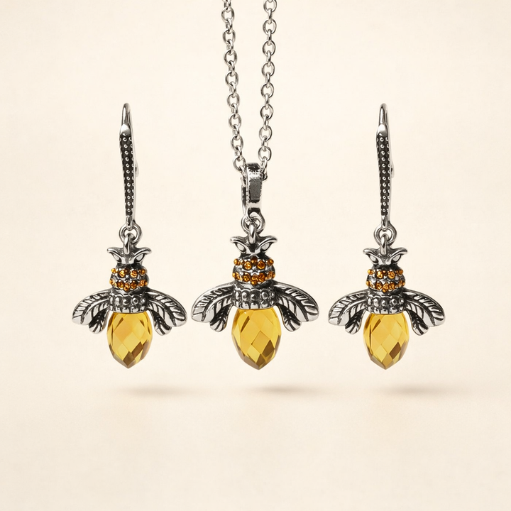 Vintage Bee Necklace & Earrings Set