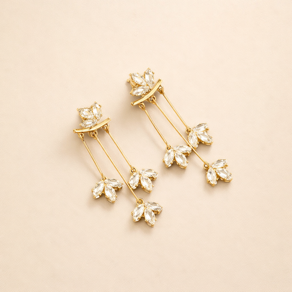 Crystal Lotus Waterfall Earrings