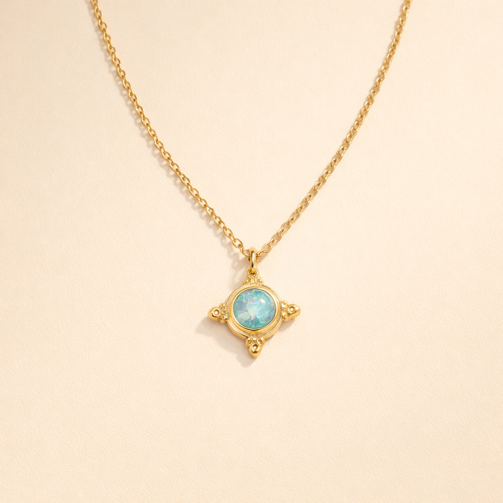 Vintage Blue Opal Pendant Necklace