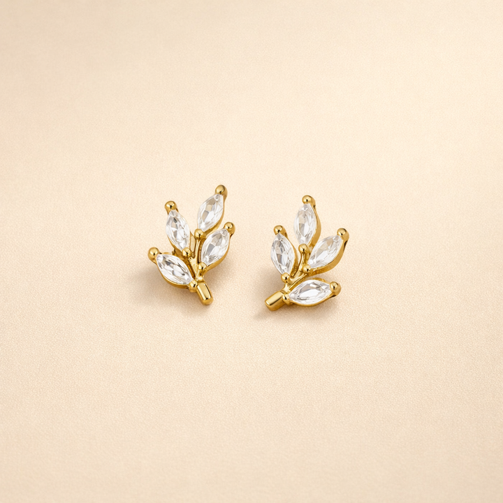 Crystal Leaf Stud Earrings