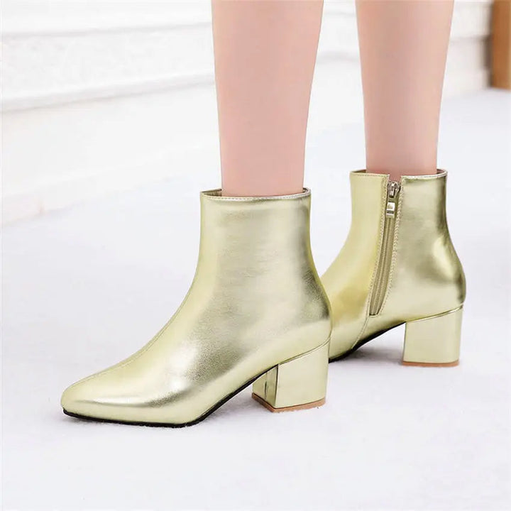 The Ankle Boots – Bold Silver Finish with Comfortable Design