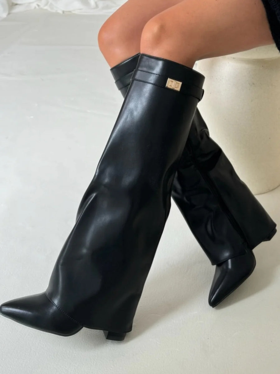 Knee-High Suede Boots with Heel