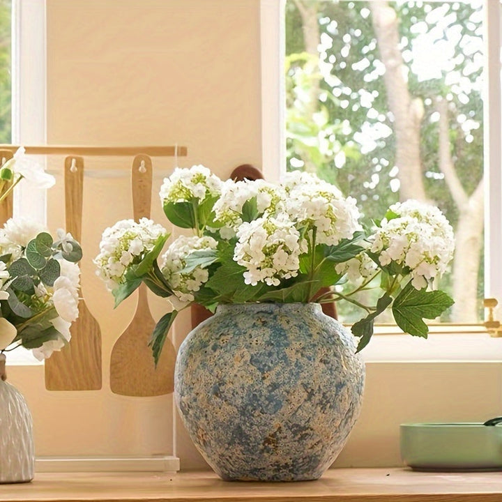 Unique Vintage Ceramic Vase – Handmade Blue Terracotta for an Authentic Look