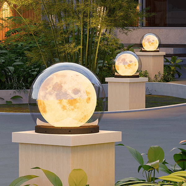Modern Outdoor Lamp - Moon-Shaped Design