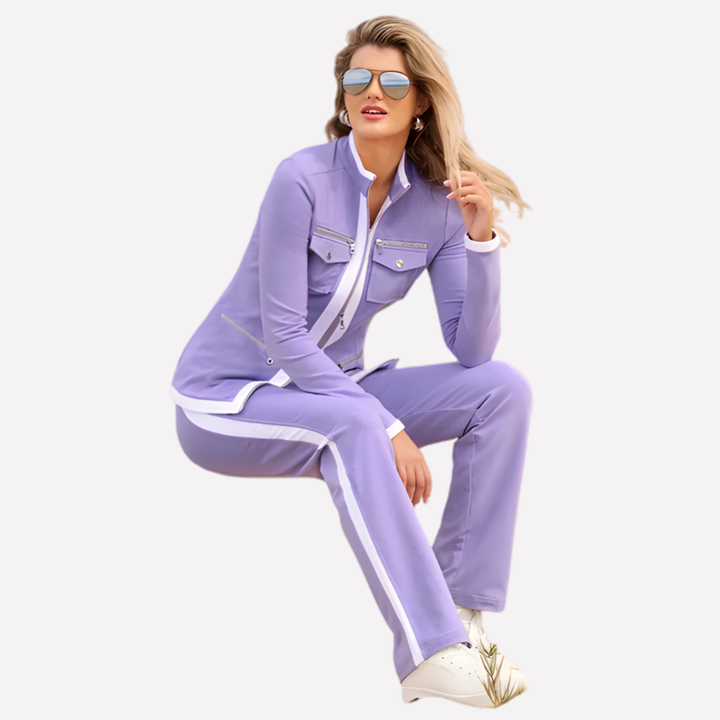 Women’s Zip Jacket & Pant Set – Contrast Trim Style