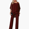Women’s Jumpsuit with Cold Shoulder and Wide-Leg Pants