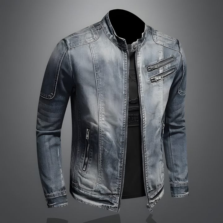 Retro Jeans Jacket for Men – Classic Biker Style with Urban Edge