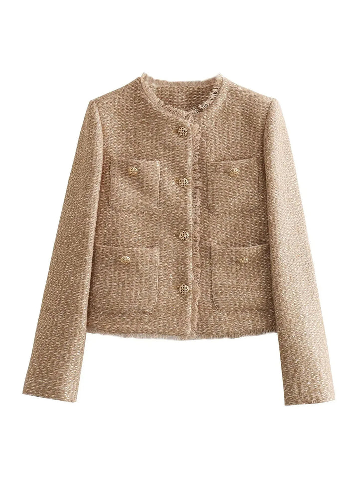 Elegant Cropped Tweed Jacket for Women