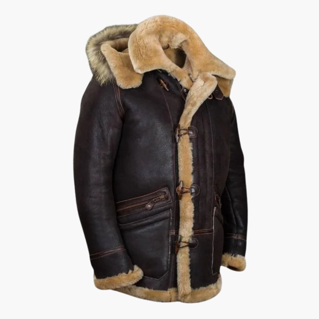 Men's Winter Jacket with Sheepskin Hood