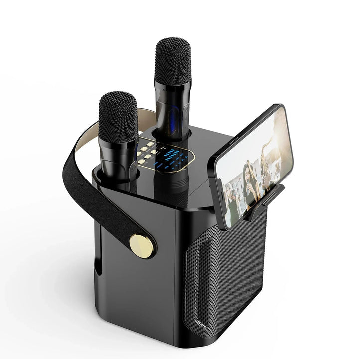 Powerful Bluetooth Karaoke Speaker – Portable Wireless Subwoofer 360° Surround Sound Speaker with Dual Microphone