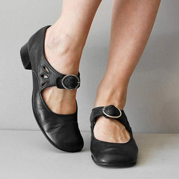 Leather Low Heel Shoes for Women with Timeless Elegance