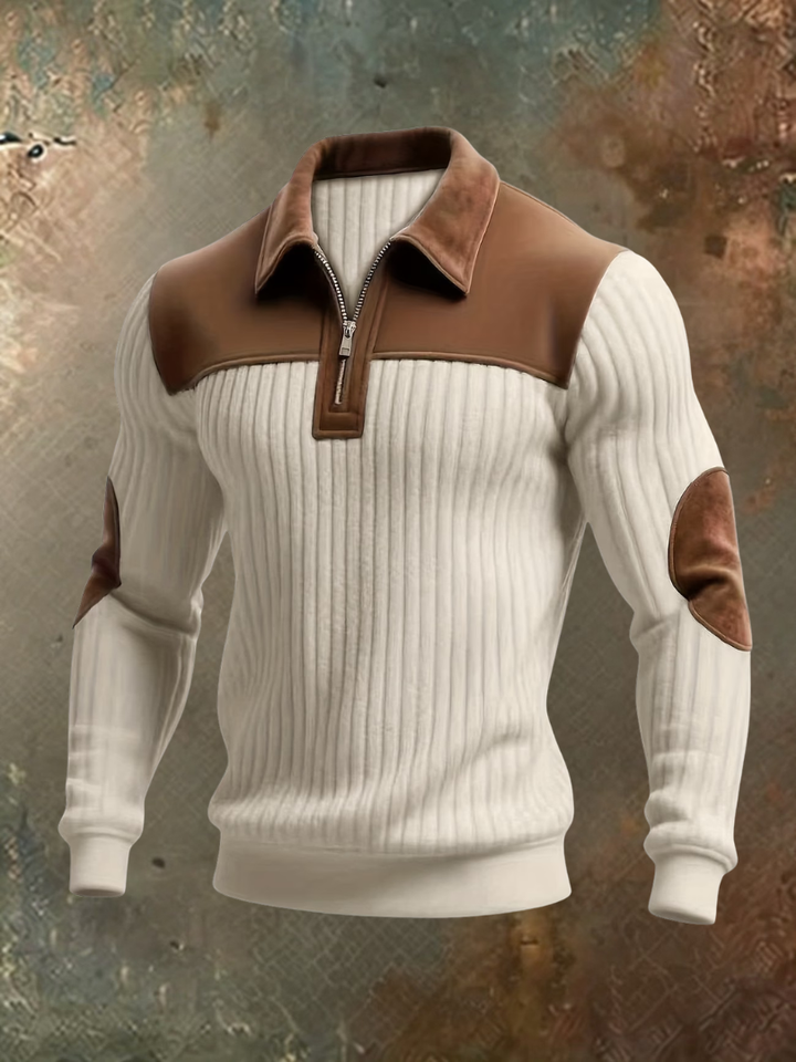 Luxurious Men's Jumper with Suede-Look Details