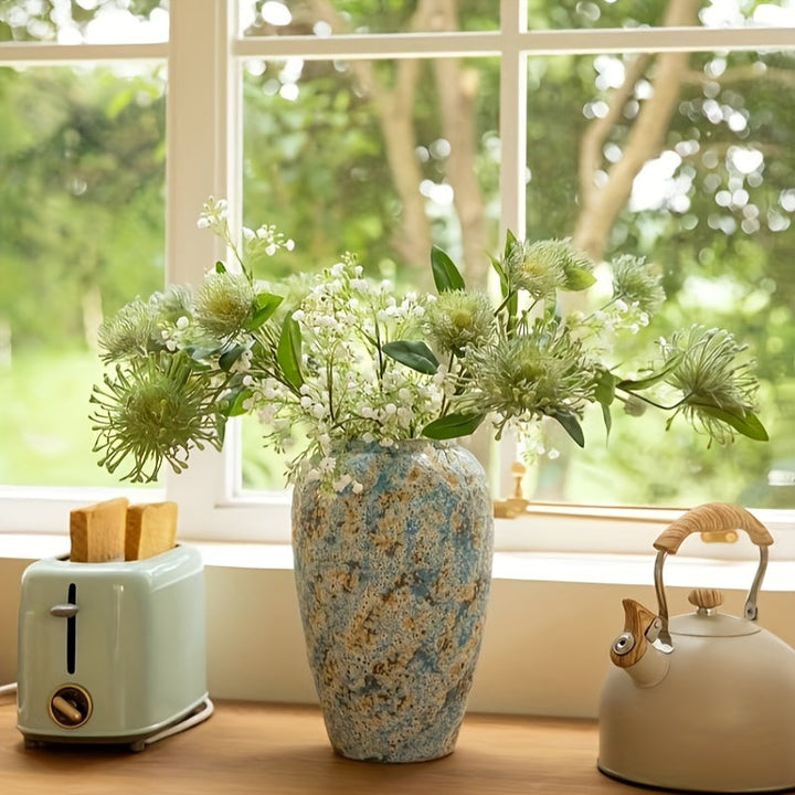 Unique Vintage Ceramic Vase – Handmade Blue Terracotta for an Authentic Look