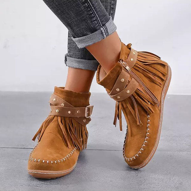 Vintage Warm Fringed Boots - Mira