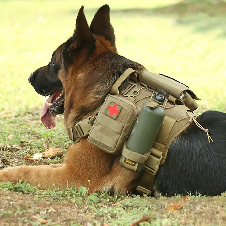 Tactical Dog Harness with Pockets – Durable Nylon Harness for Training and Adventures