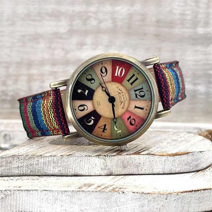 Watch with Multicolour Rainbow Pattern and Braided Strap – Elyvra