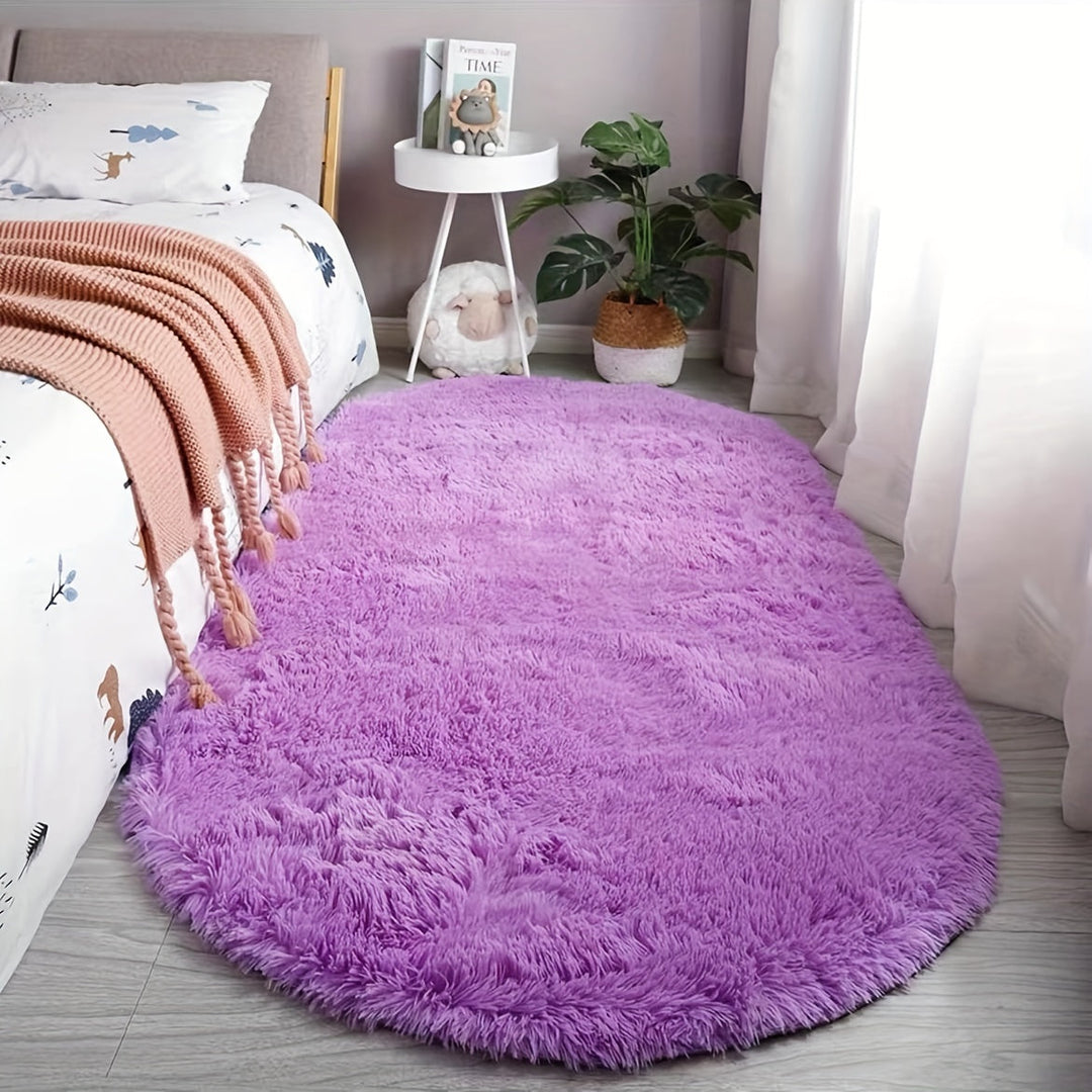 Oval Plush Rug – Soft Rug and Style for Bedroom and Living Room Décor