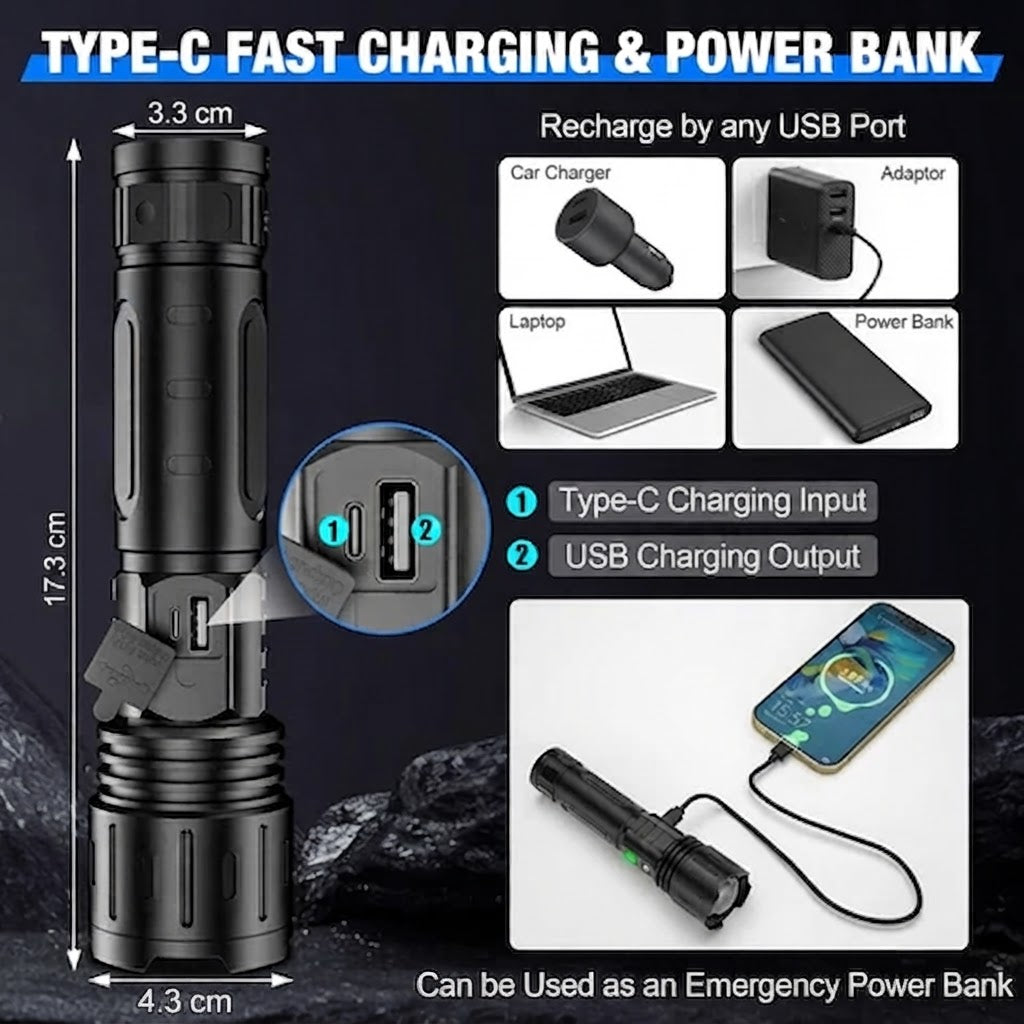 Powerful LED torch – up to 100,000 lumens