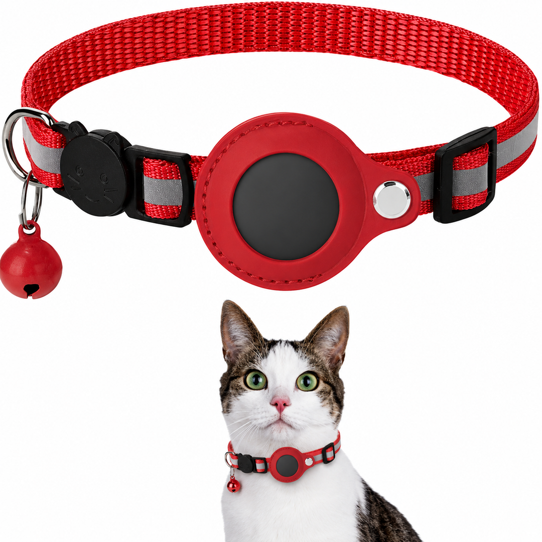 Adjustable Cat Collar with GPS and Reflective Strip
