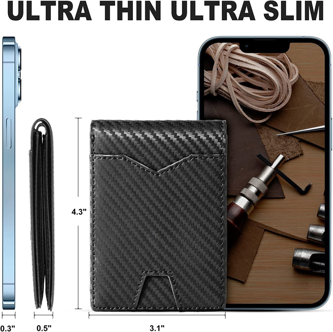 Men's Slim RFID Wallet | Leather Card Holder | Black