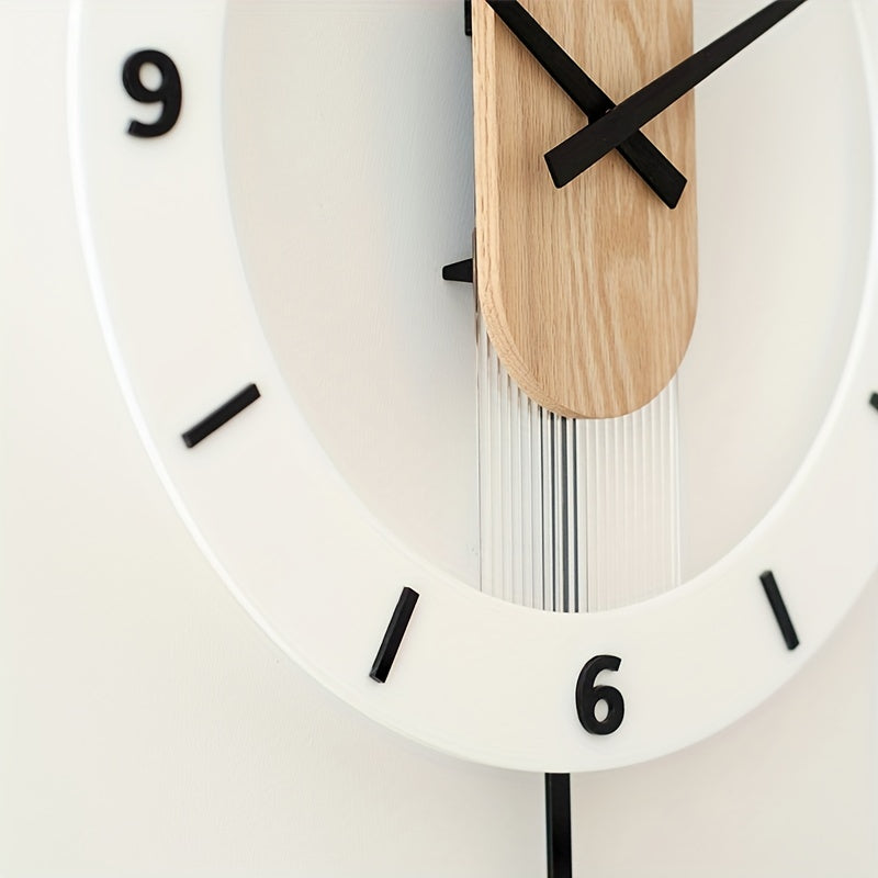 Creative Wood and Acrylic Pendulum Wall Clock – Elegant, Silent Decoration