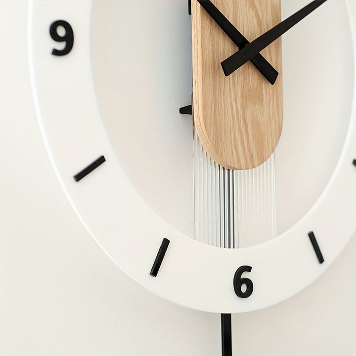 Creative Wood and Acrylic Pendulum Wall Clock – Elegant, Silent Decoration