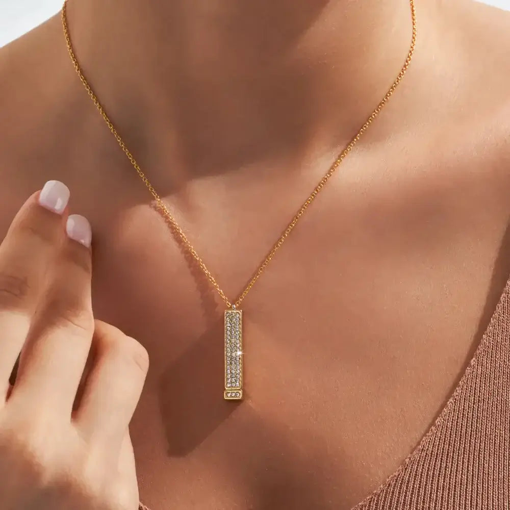 AmaraBloom Luxury Keepsake Necklace | Engraved Cubic Zirconia Pendant for Precious Connections