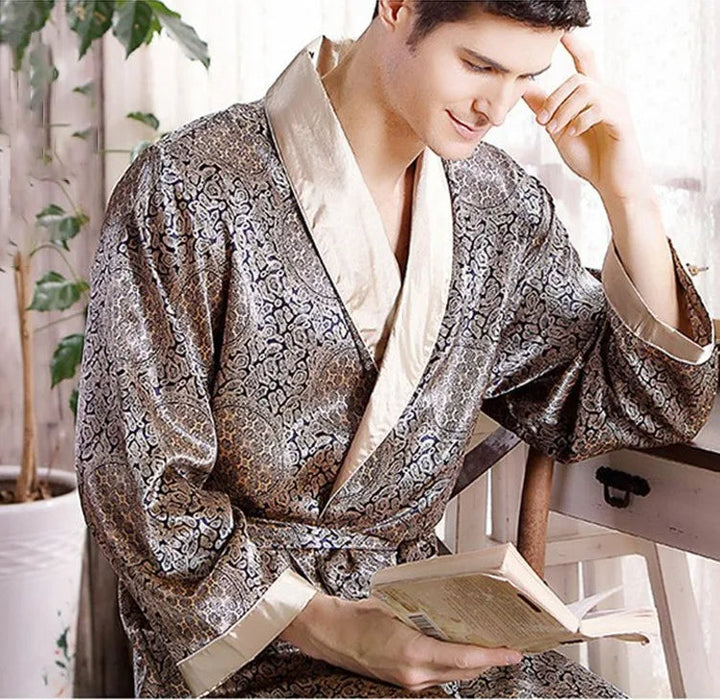 Luxury satin bathrobe for men - Santino