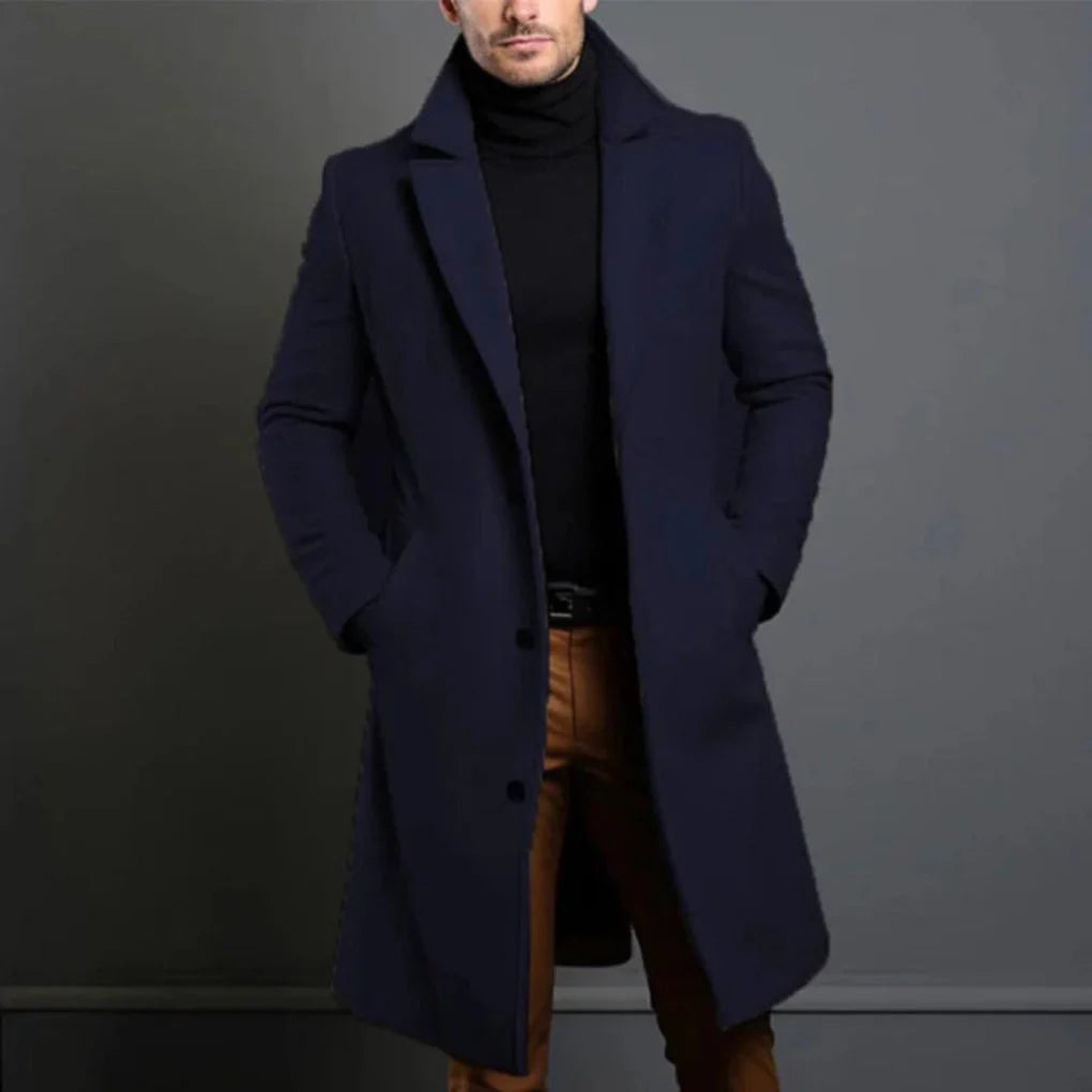 Men’s Wool-Blend Coat – Modern Elegance for Cool Seasons