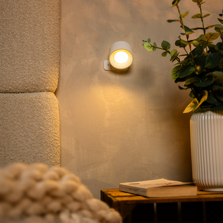 Cordless LED Wall Light with 360° Rotating Head, Touch Dimmer, 3 Colours