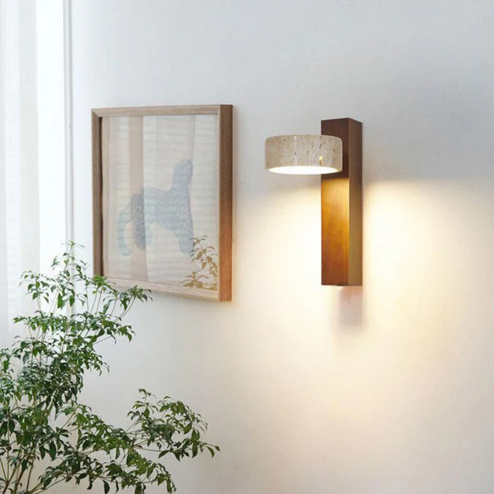 Wabi-sabi Travertine Wood LED Wall Light 1 Light
