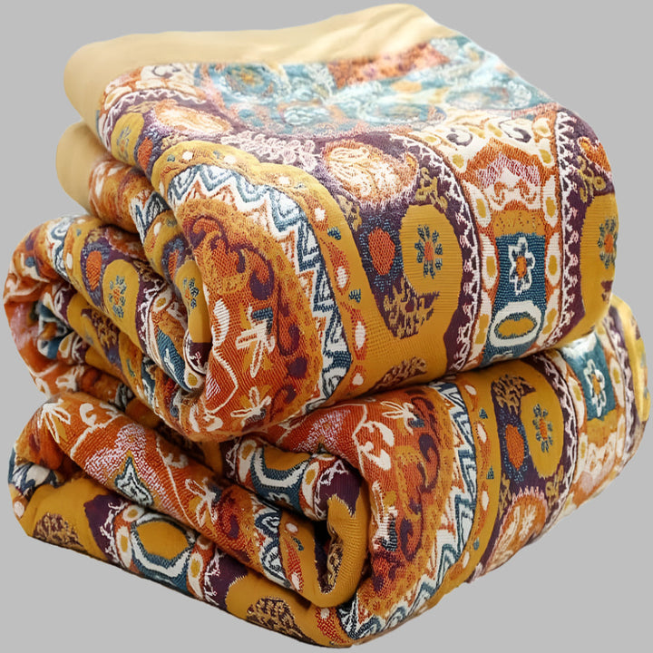 Sunrise Boho Reversible Blanket – Artistic Warmth with Dual-Sided Design