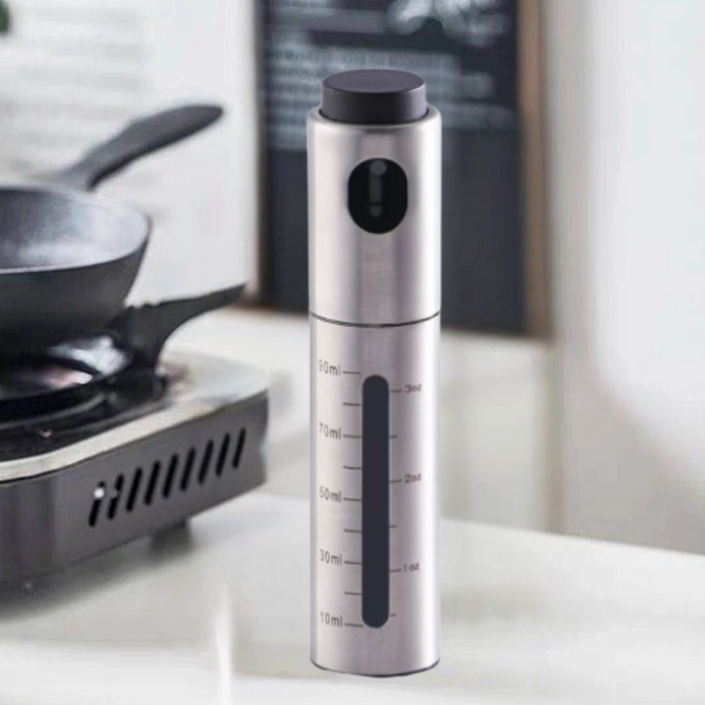 CULINARA FineMist Oil Sprayer | 100 ml Stainless Steel Spray Bottle | For Oil, Vinegar and BBQ | Refillable and Adjustable