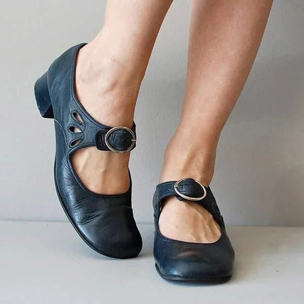 Leather Low Heel Shoes for Women with Timeless Elegance