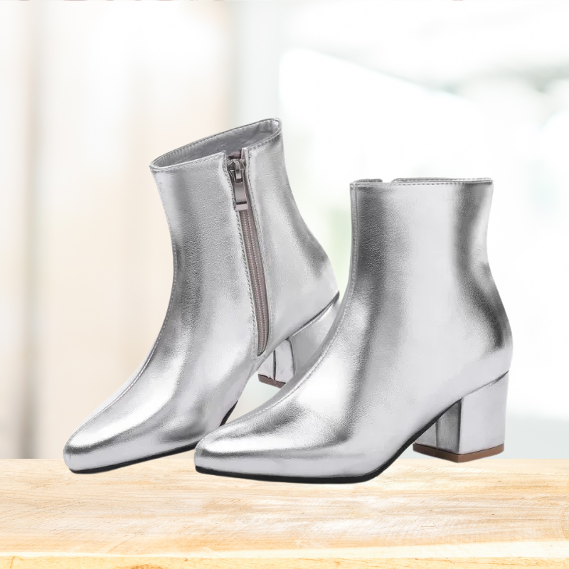 The Ankle Boots – Bold Silver Finish with Comfortable Design