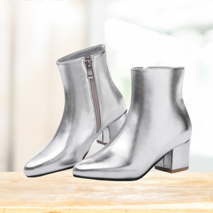 The Ankle Boots – Bold Silver Finish with Comfortable Design