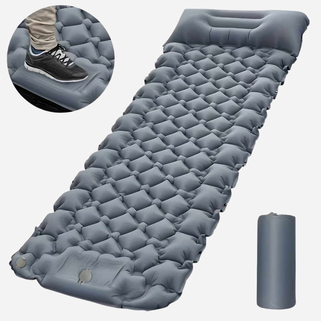 Inflatable Camping Mat with Integrated Pump and Pillow