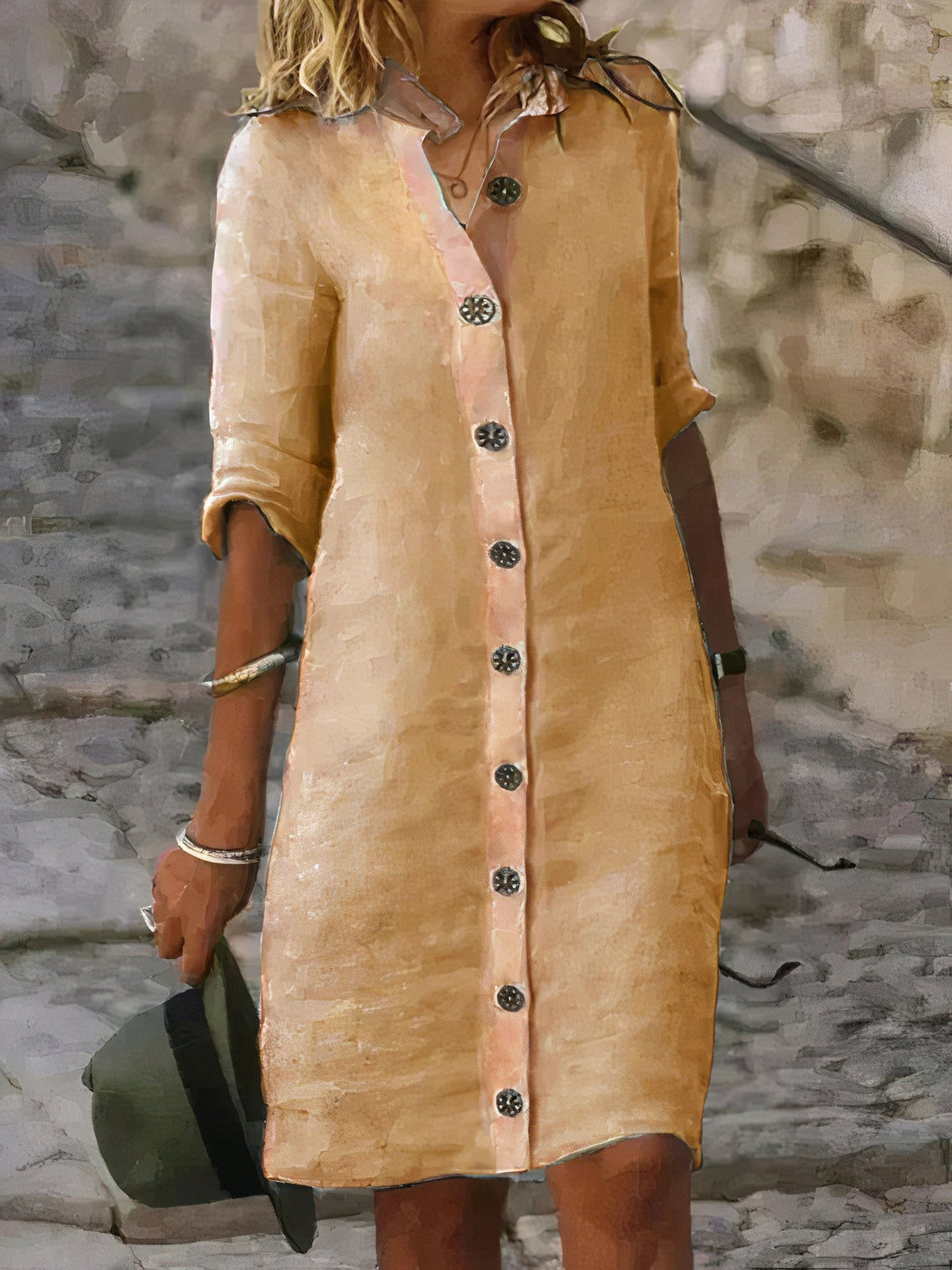 Casual Summer Linen Midi Dress – Rena