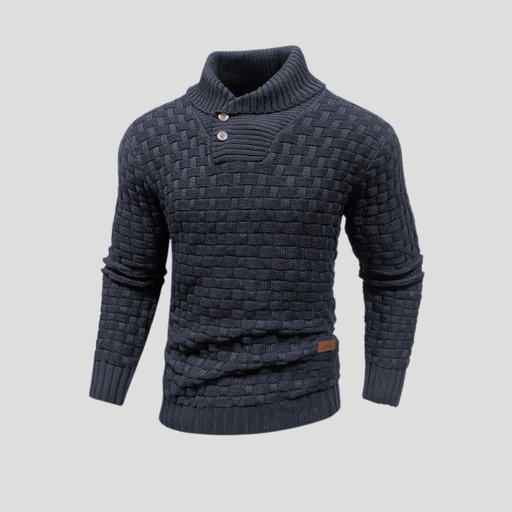Men’s Half-Collar Button-Up Sweater