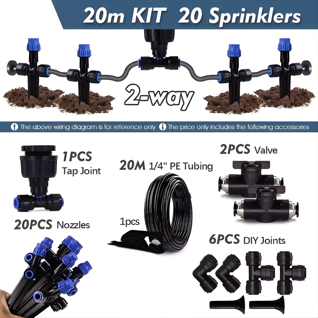 Garden Irrigation System Adjustable Drippers with Flexible Sprinklers