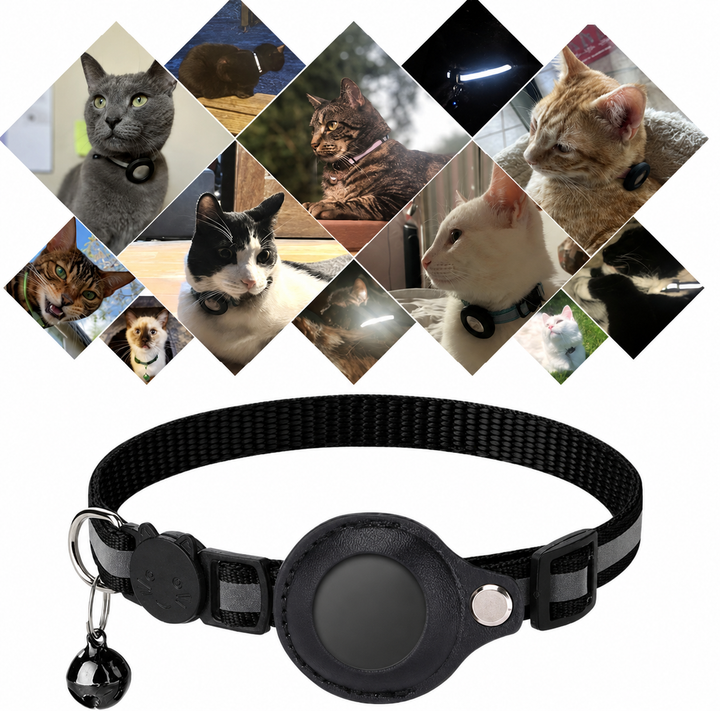 Adjustable Cat Collar with GPS and Reflective Strip