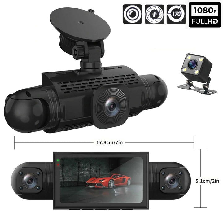 Auto-Dashcam 360° | DashGard Pro CX360 | Full-HD-Fahrtenschreiber mit Nachtsicht & Parküberwachung